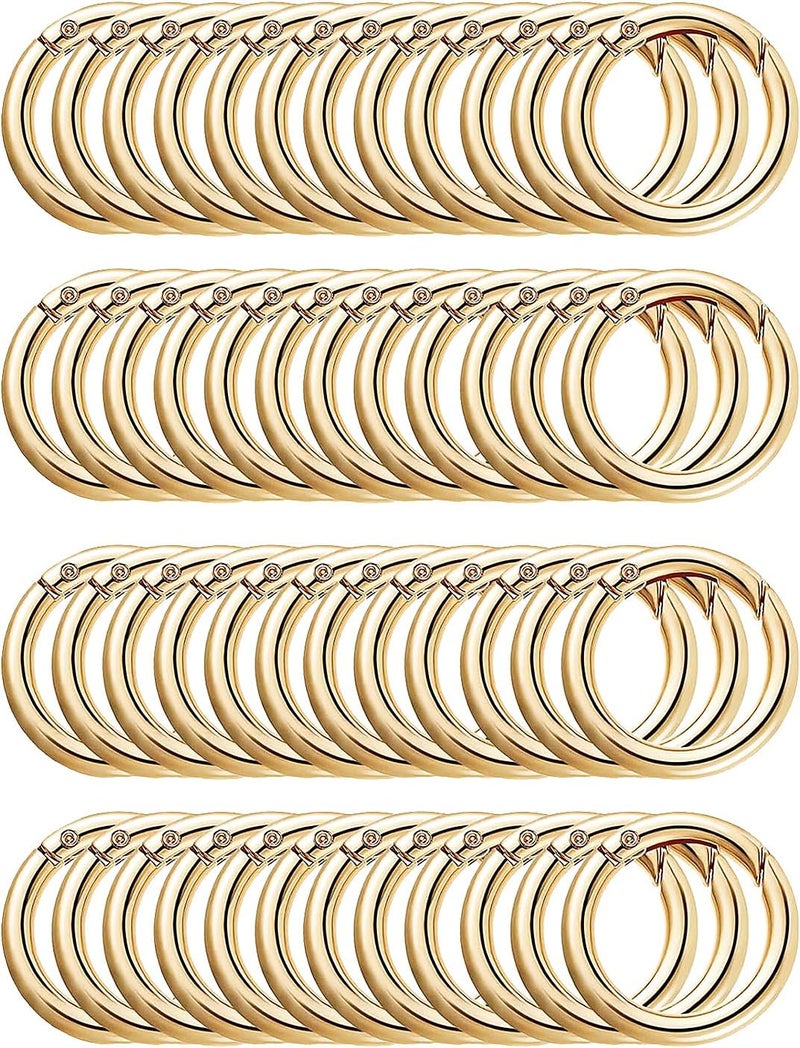 Hibmisy 50pcs 1 Inch Metal Spring O Rings,Round Carabiners Clips Snap Hooks for Keychains, Purse, Shoulder Bag,DIY Crafts (Gold) - Image 1